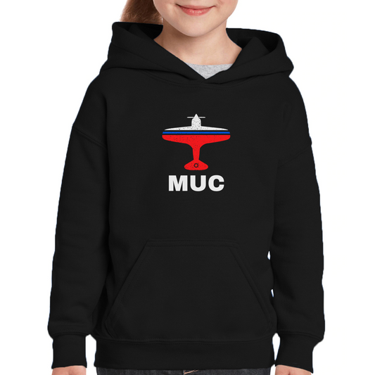 Fly Munich MUC Airport Kids Hoodie | Black