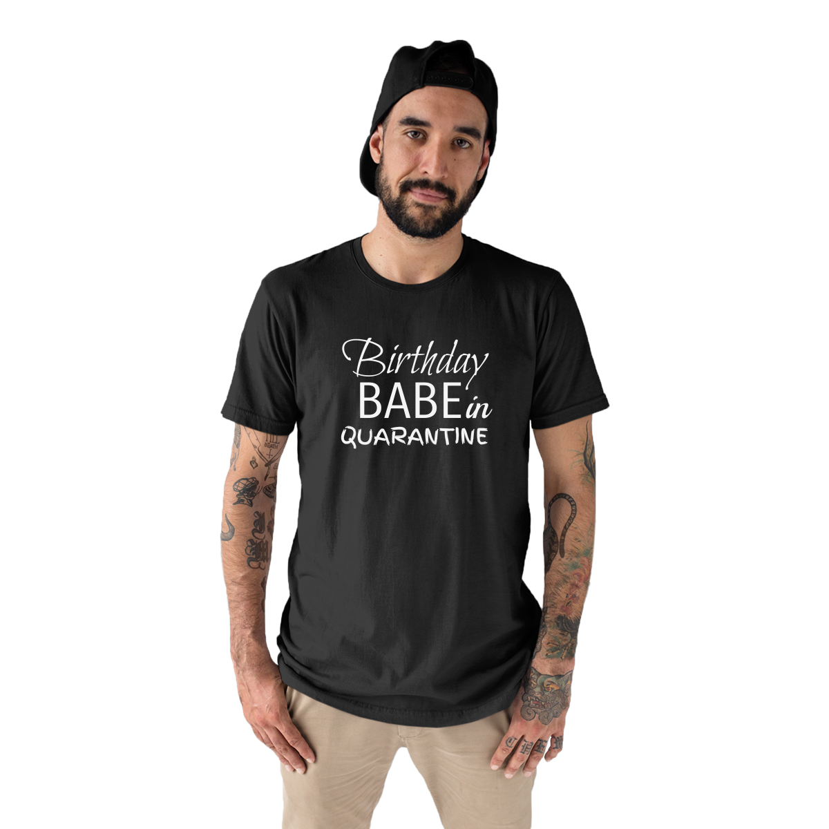Birthday Babe in Quarantine Men's T-shirt | Black