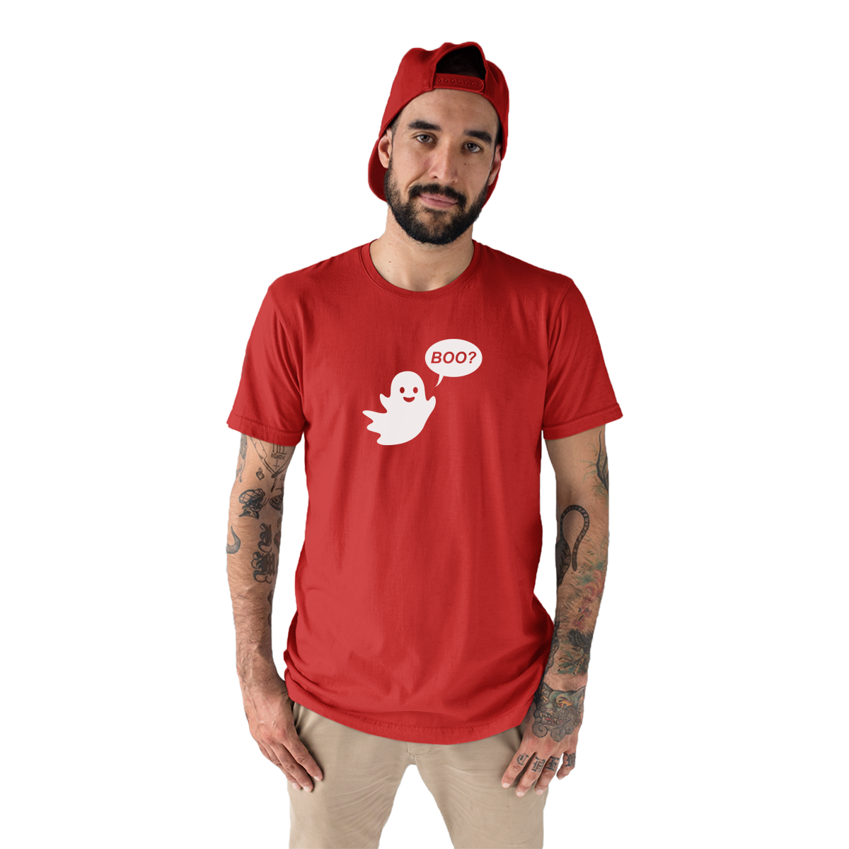 Cute Ghost Halloween Men's T-shirt | Red