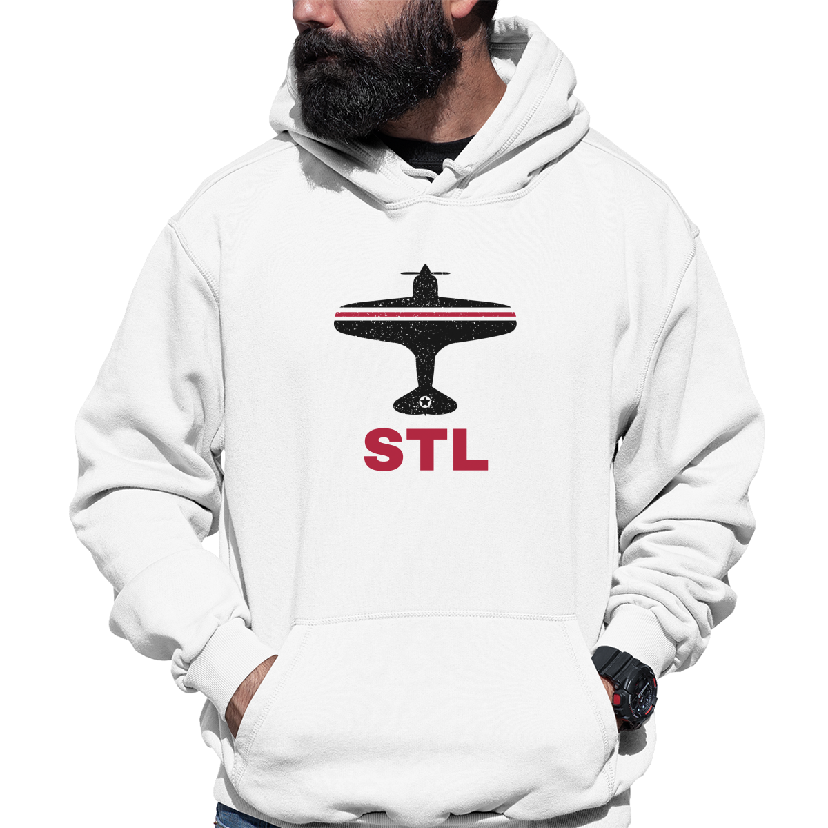 Fly St. Louis STL Airport Unisex Hoodie | White