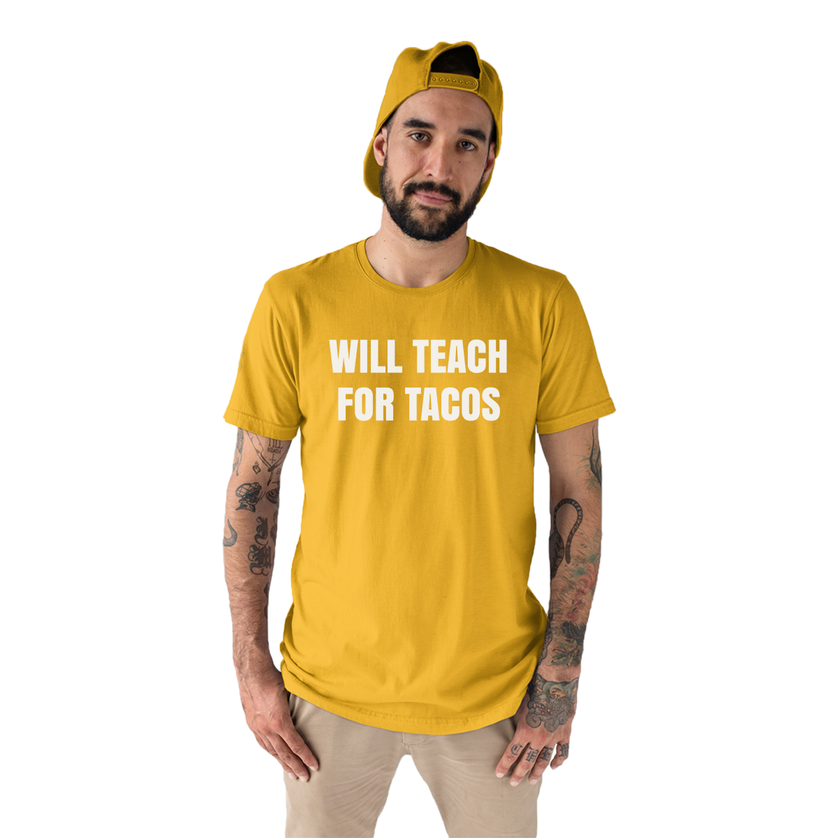 Will Teach For Tacos Men's T-shirt | Yellow
