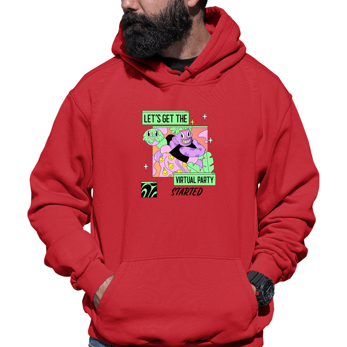 Let's get the virtual party started Unisex Hoodie | Red