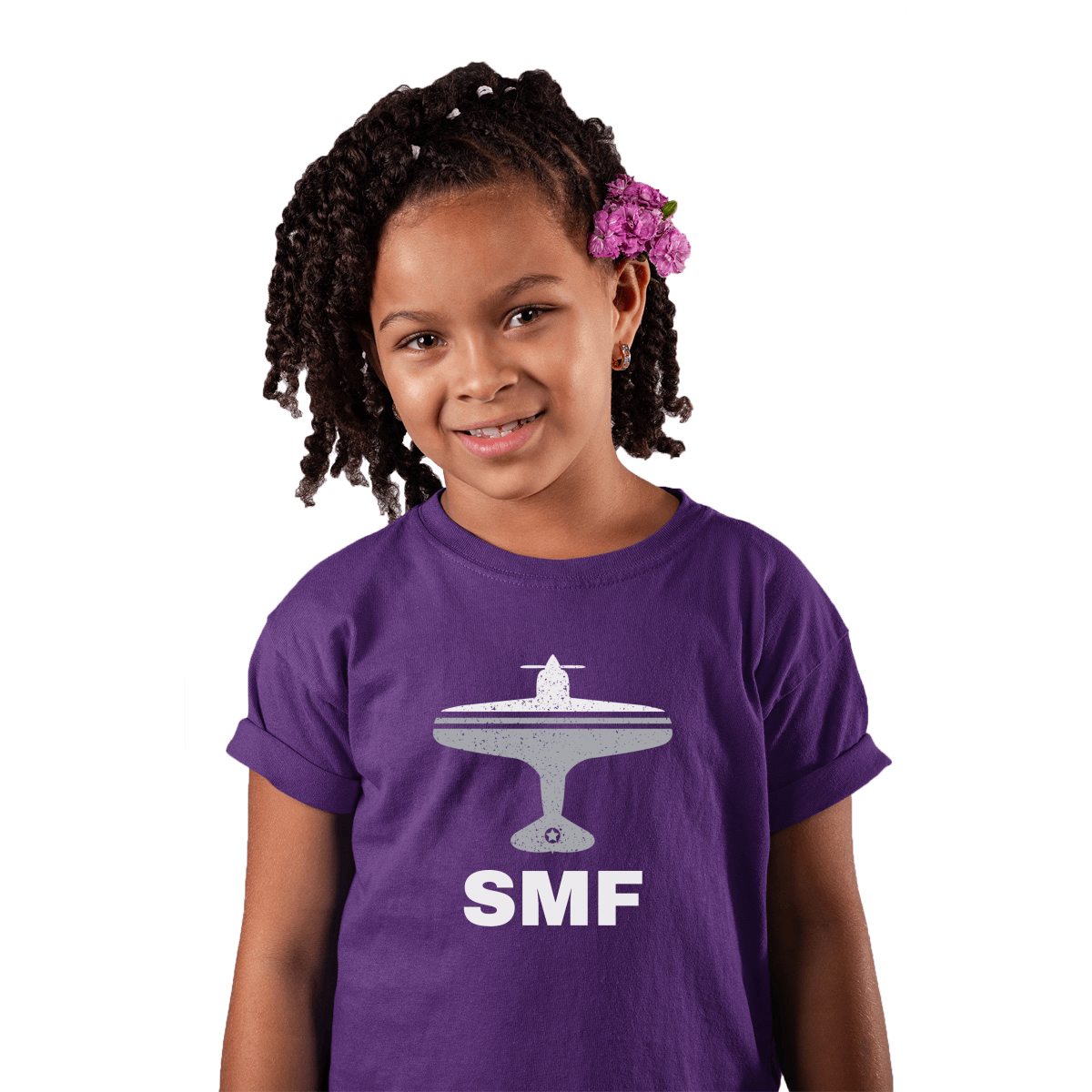 Fly Sacrameto SMF Airport Kids T-shirt | Purple