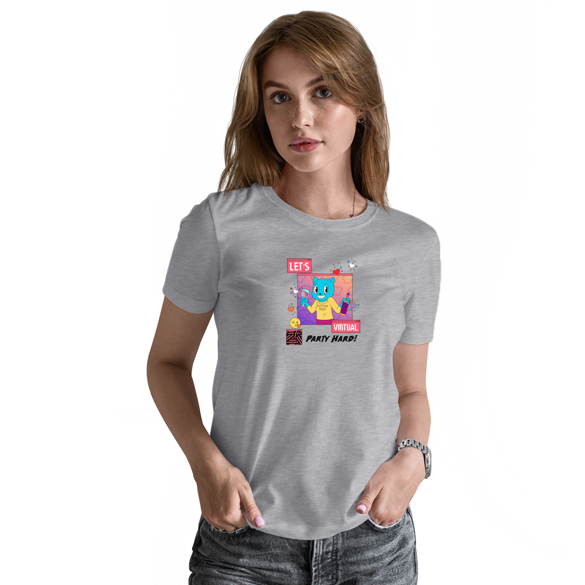 Let's Virtual Party Hard Women's T-shirt | Gray