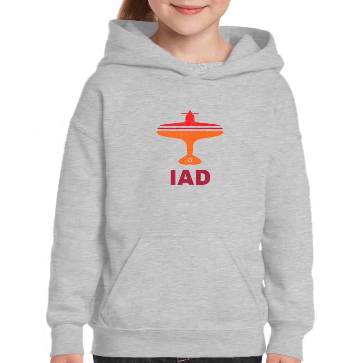 Fly Washington D.C. IAD Airport Kids Hoodie | Gray