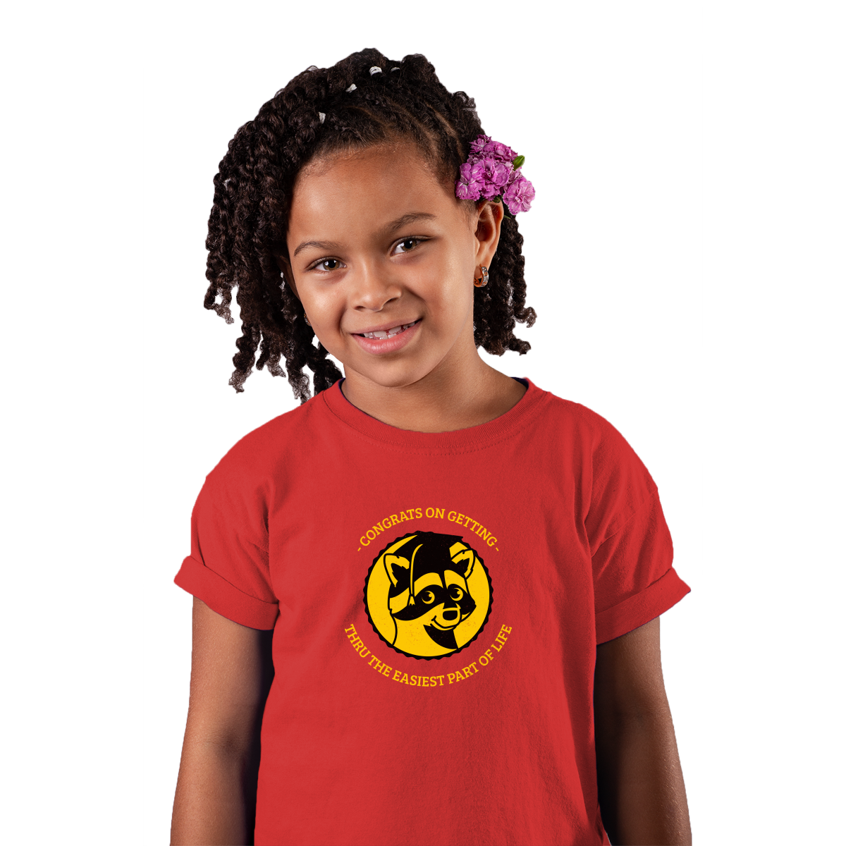 Congrats On Getting Thru The Easiest Part Of Life Kids T-shirt | Red