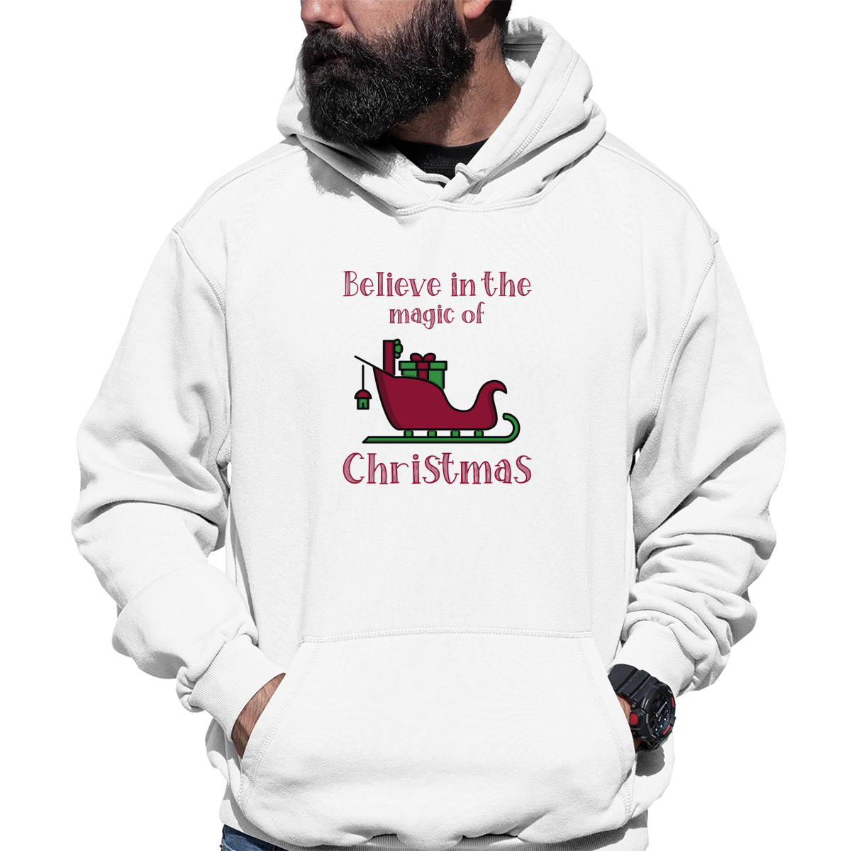 Believe in the Magic of Christmas Unisex Hoodie | White