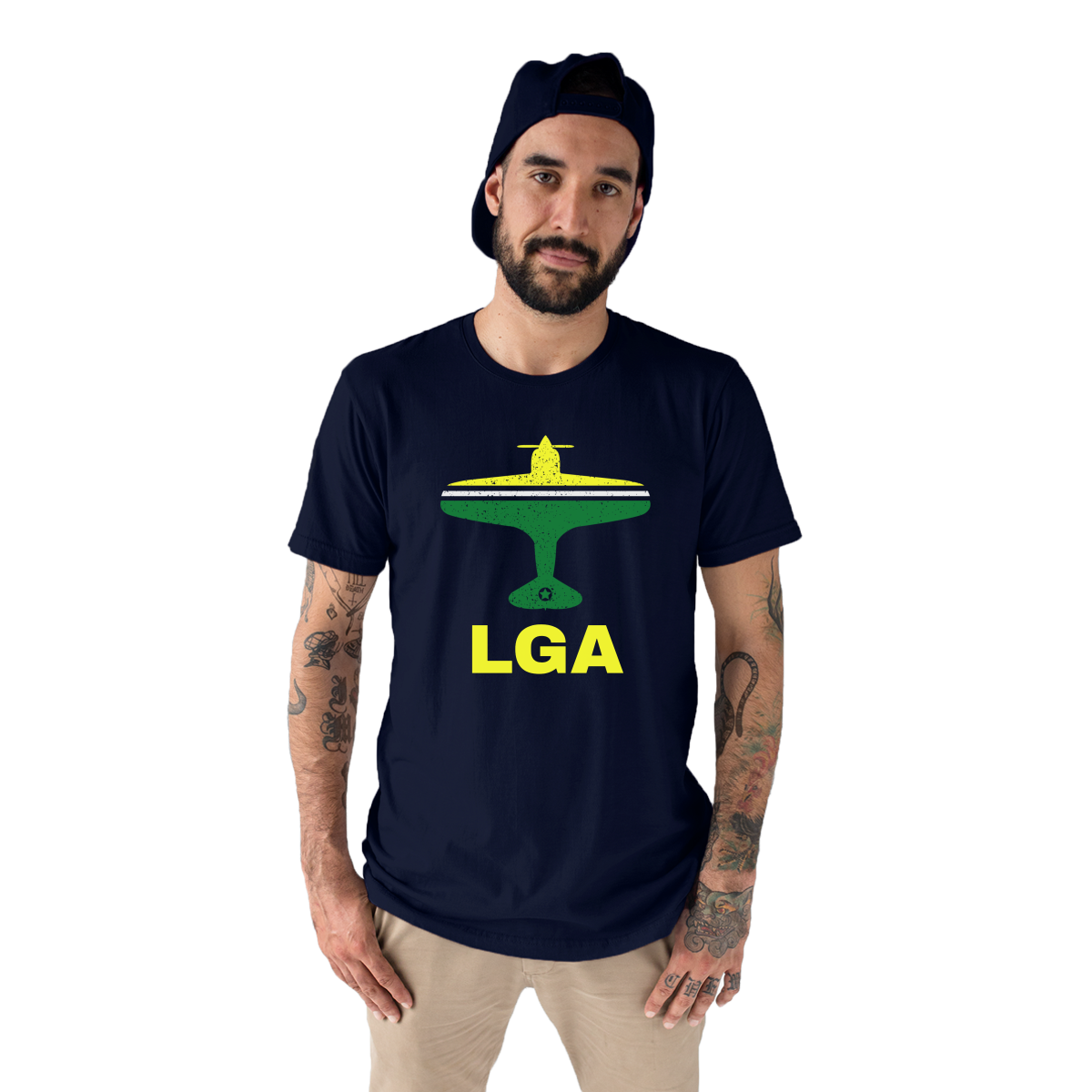 Fly New York LGA Airport Men's T-shirt | Navy