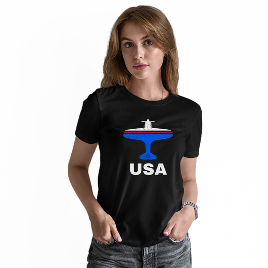 Fly USA Airport Women's T-shirt | Black