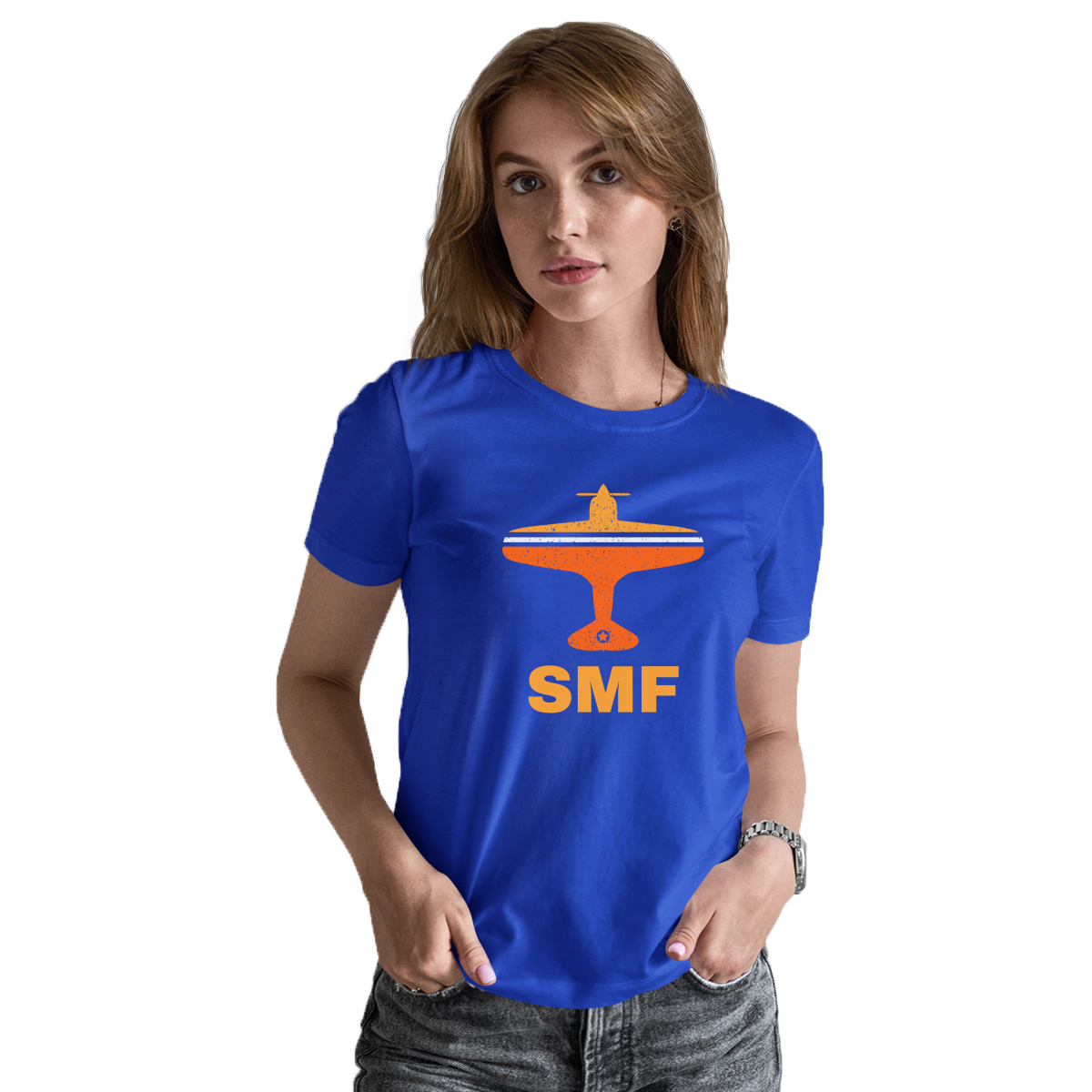 Fly Sacrameto SMF Airport Women's T-shirt | Blue