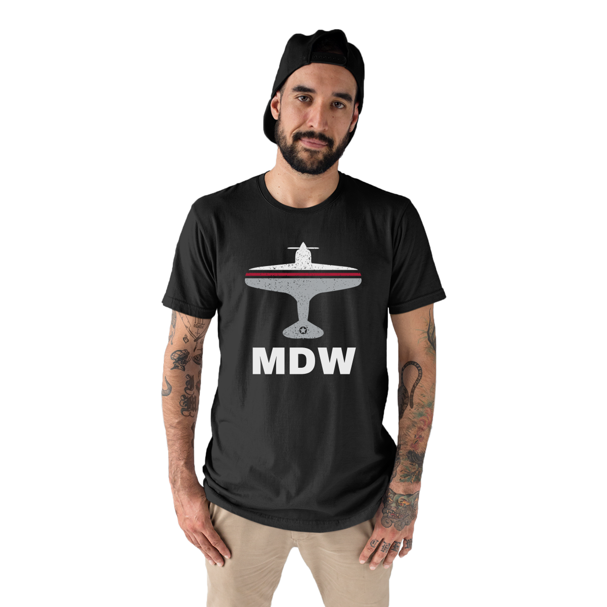 Fly Chicago MDW Airport Men's T-shirt | Black