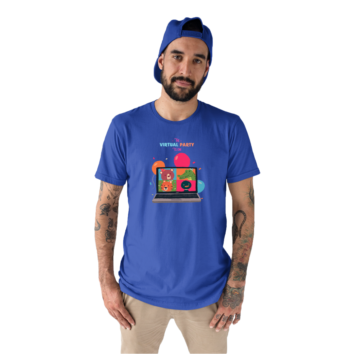 The Virtual Party is on Men's T-shirt | Blue