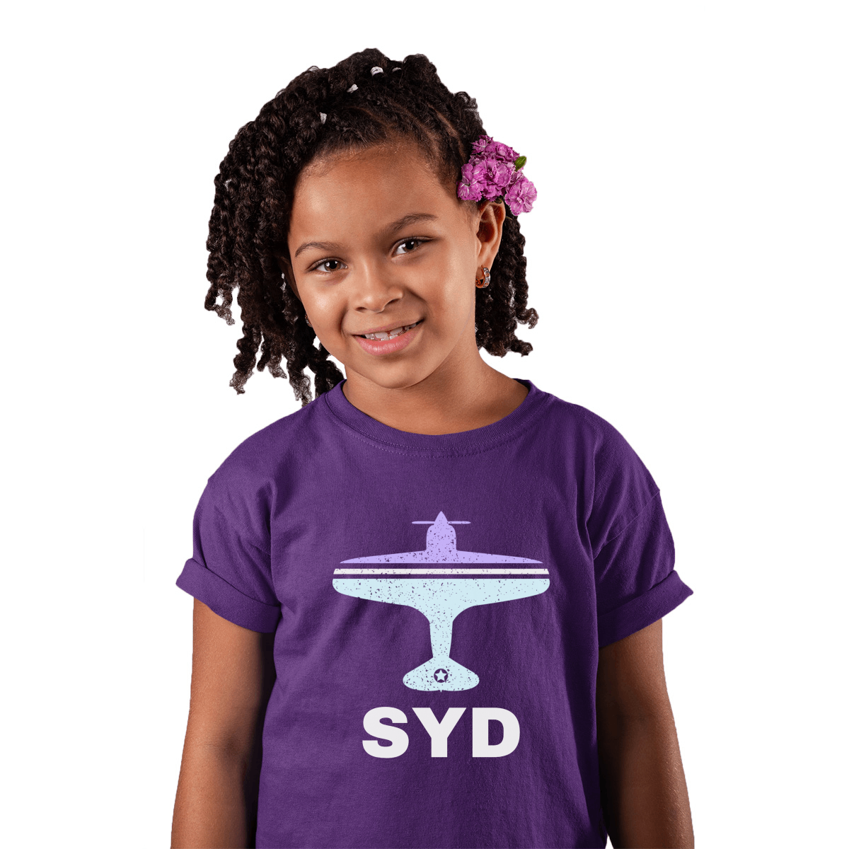 Fly Sydney SYD Airport  Kids T-shirt | Purple