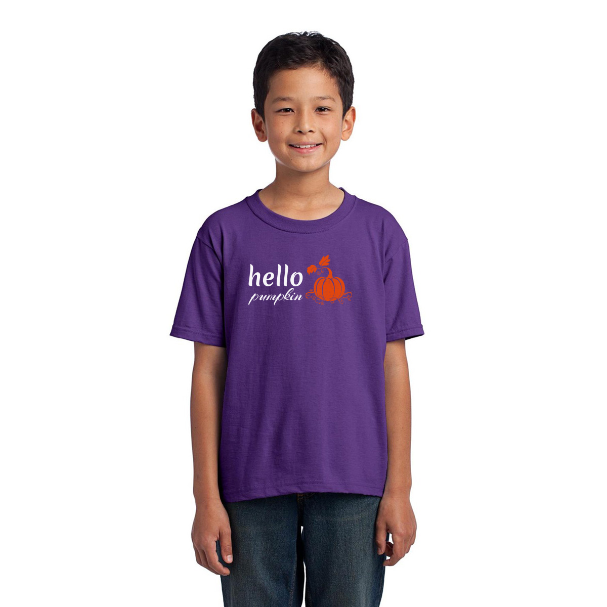 Hello Pumpkin Kids T-shirt | Purple