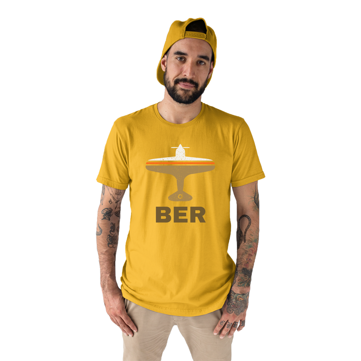Fly Berlin BER Airport Men's T-shirt | Yellow