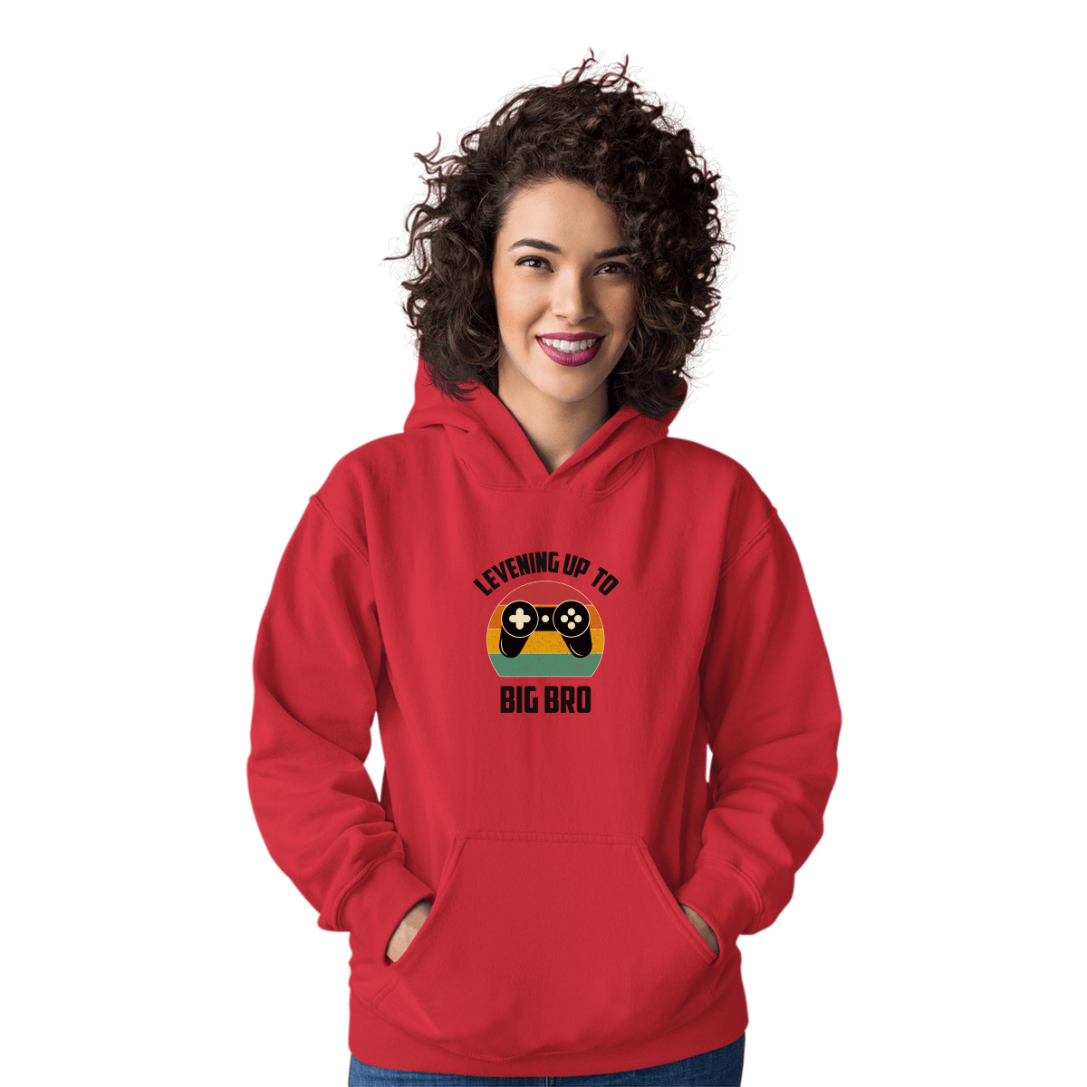 Leveling Up To Big Bro-2 Unisex Hoodie | Red