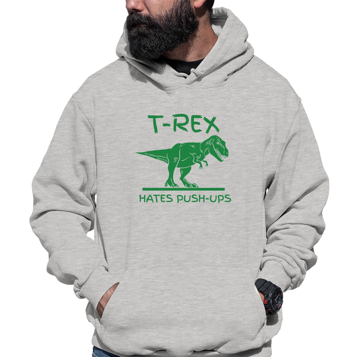 T-Rex Hates Push-ups  Unisex Hoodie | Gray