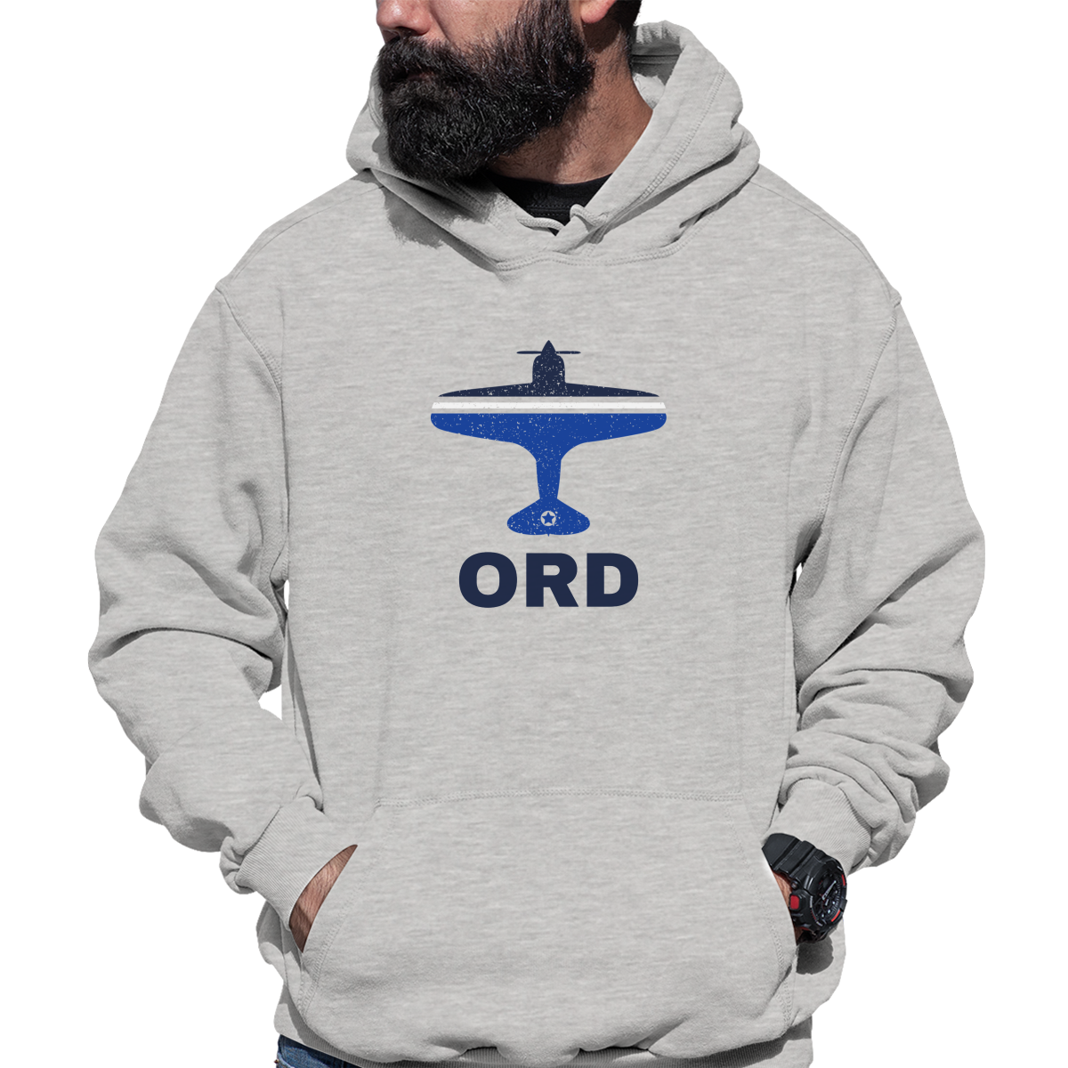 Fly Chicago ORD Airport Unisex Hoodie | Gray
