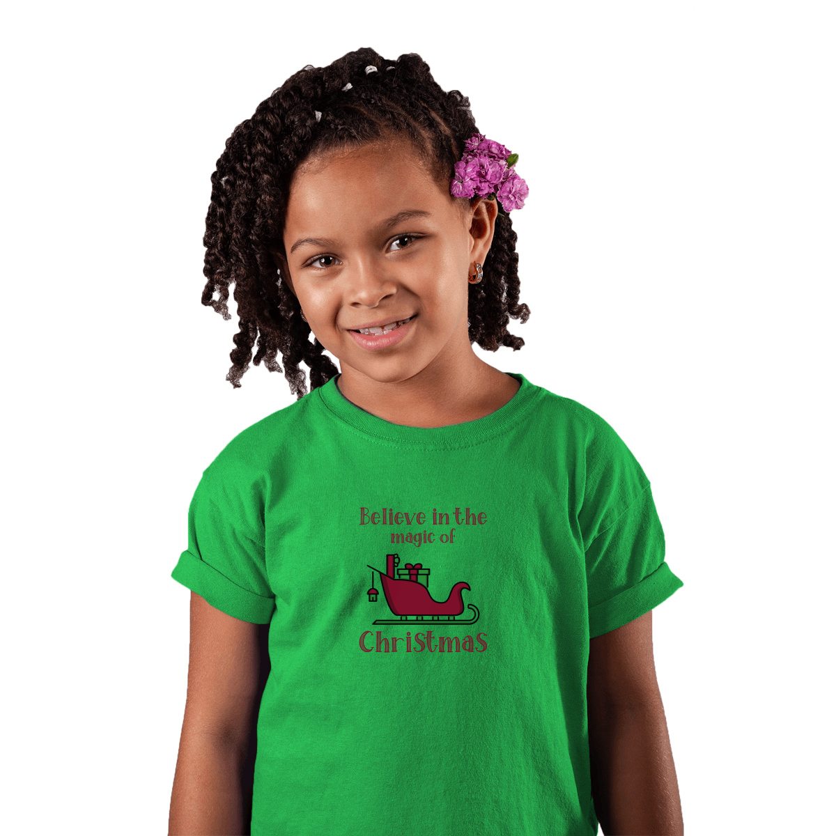 Believe in the Magic of Christmas Kids T-shirt | Green