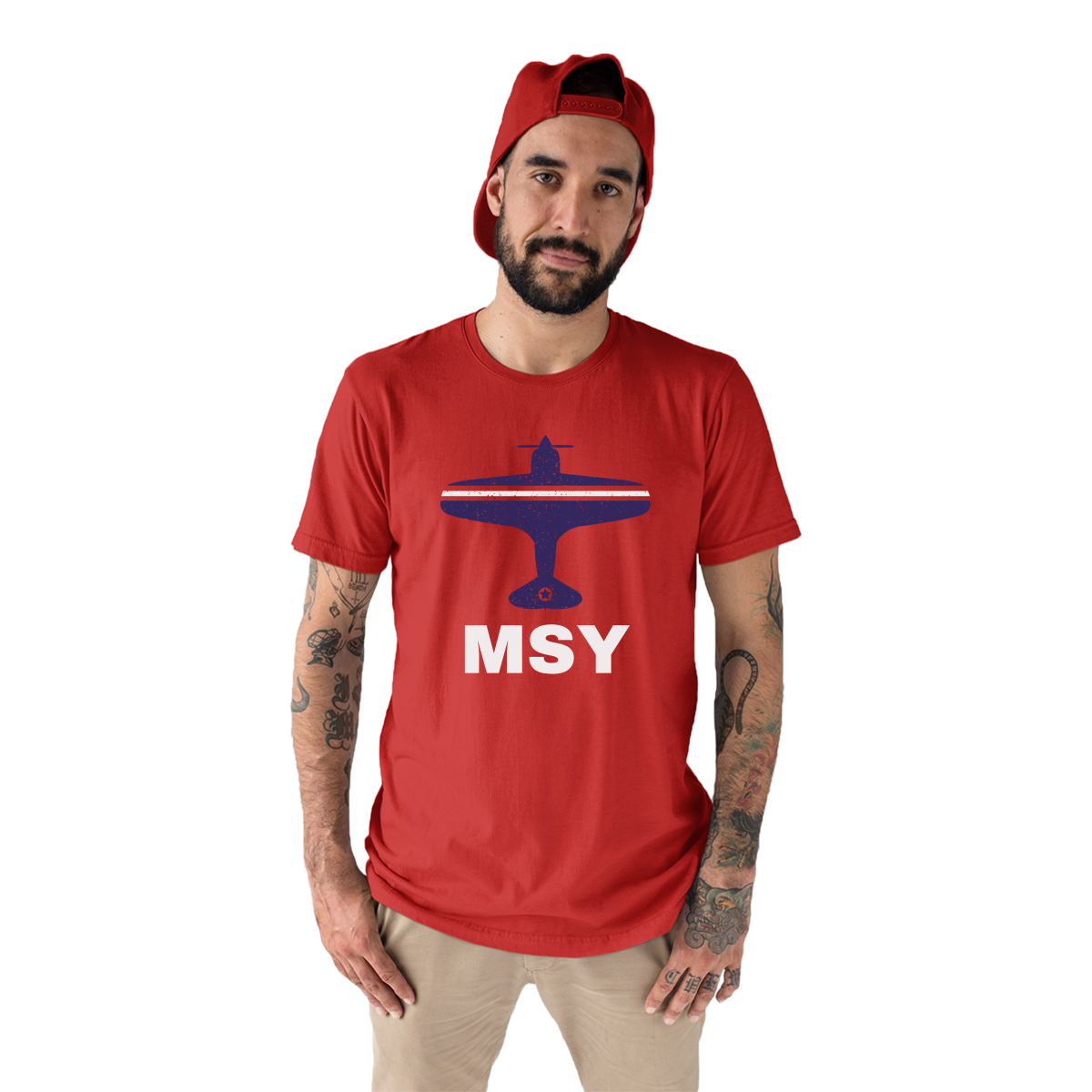 Fly New Orleans MSY Airport Men's T-shirt | Red