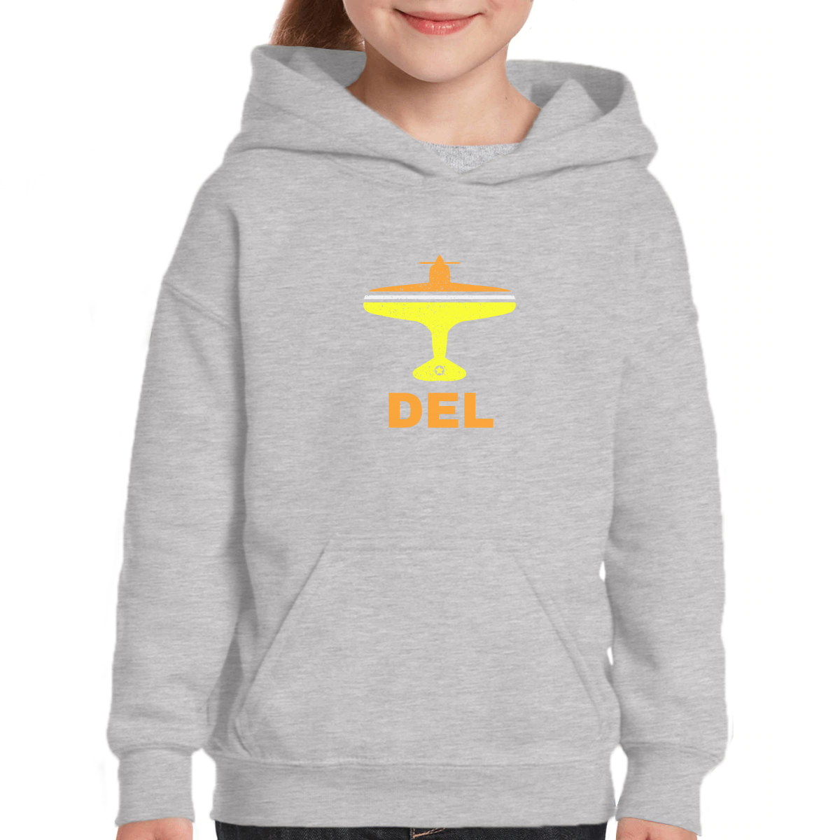 Fly Delhi DEL Airport  Kids Hoodie | Gray