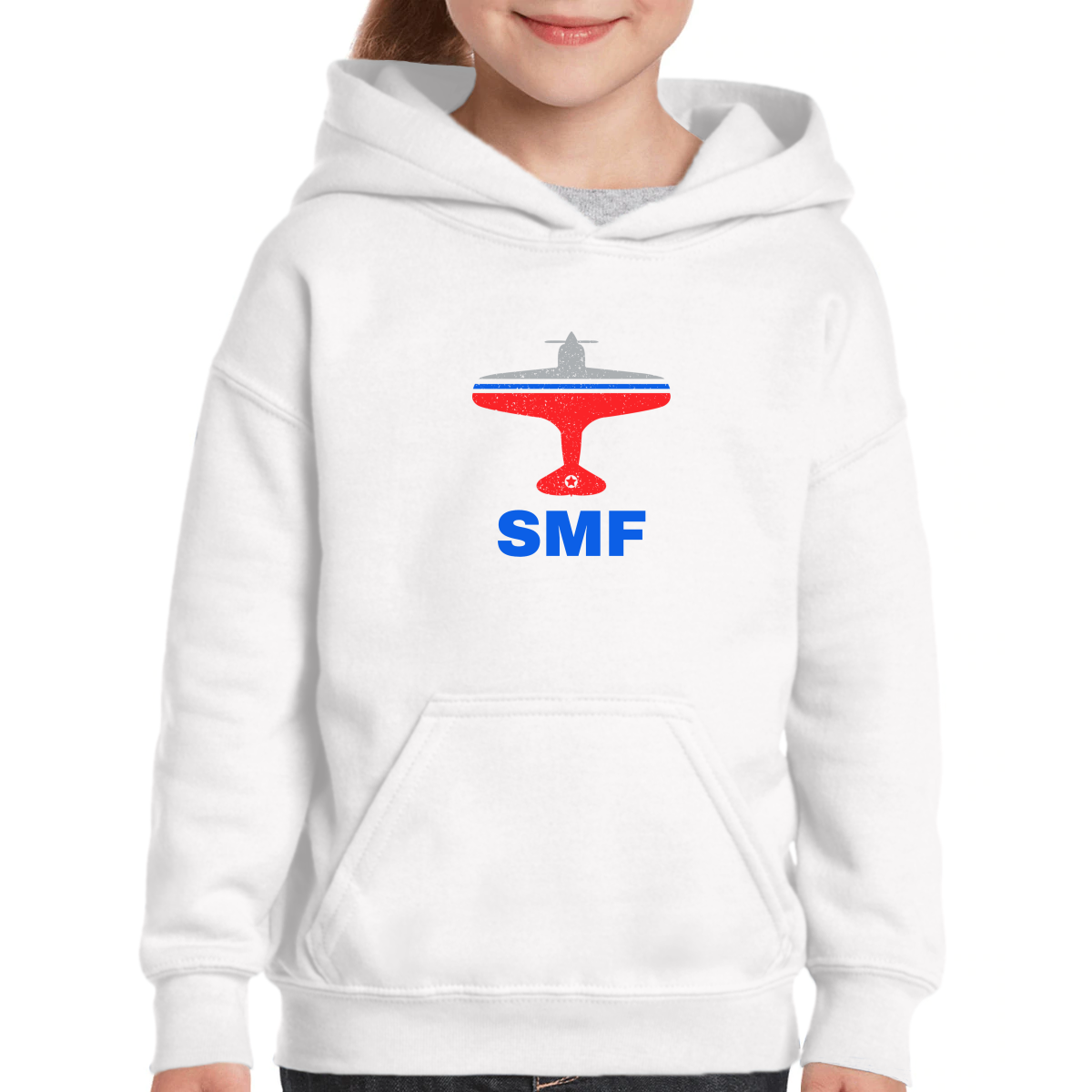 Fly Sacrameto SMF Airport Kids Hoodie | White