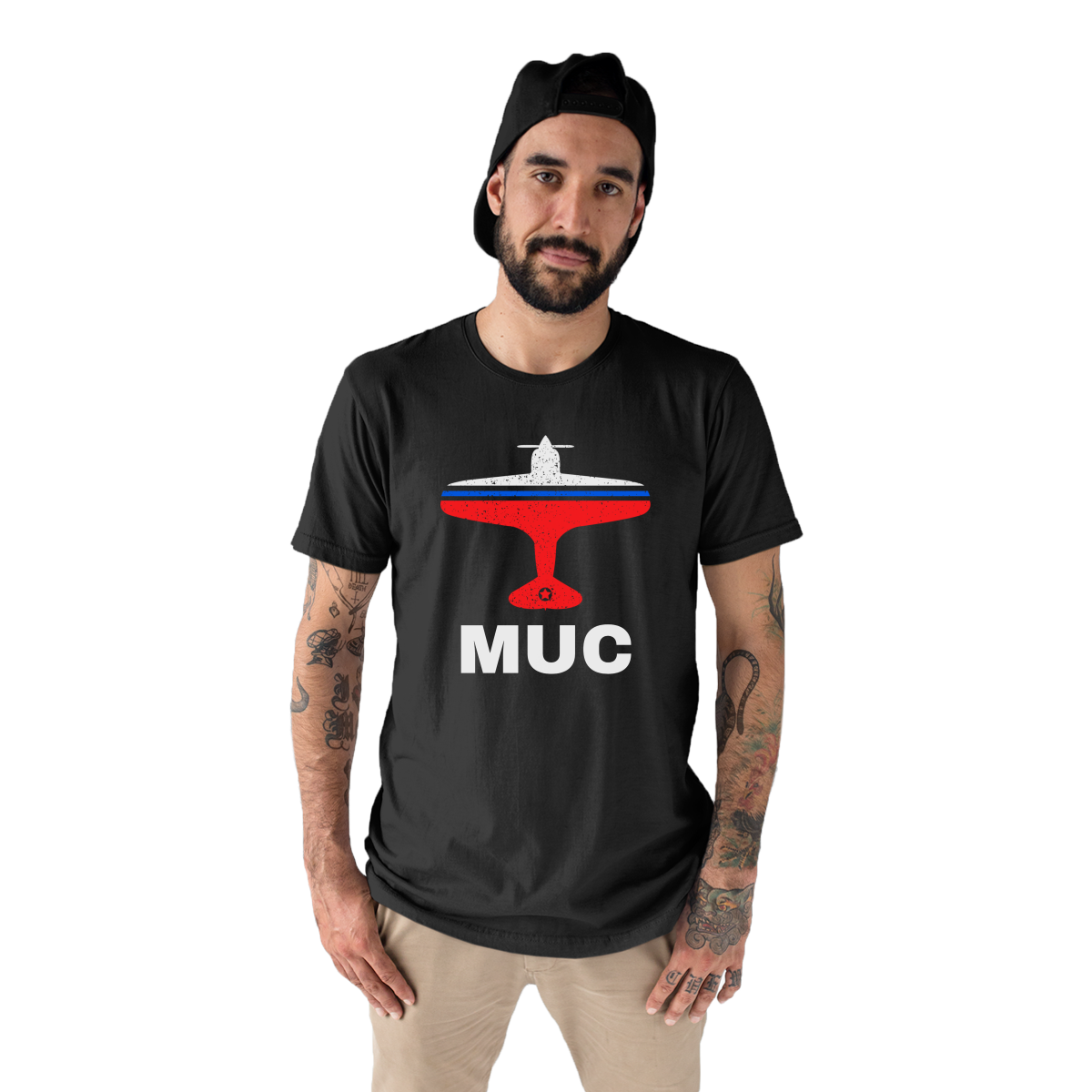 Fly Munich MUC Airport Men's T-shirt | Black
