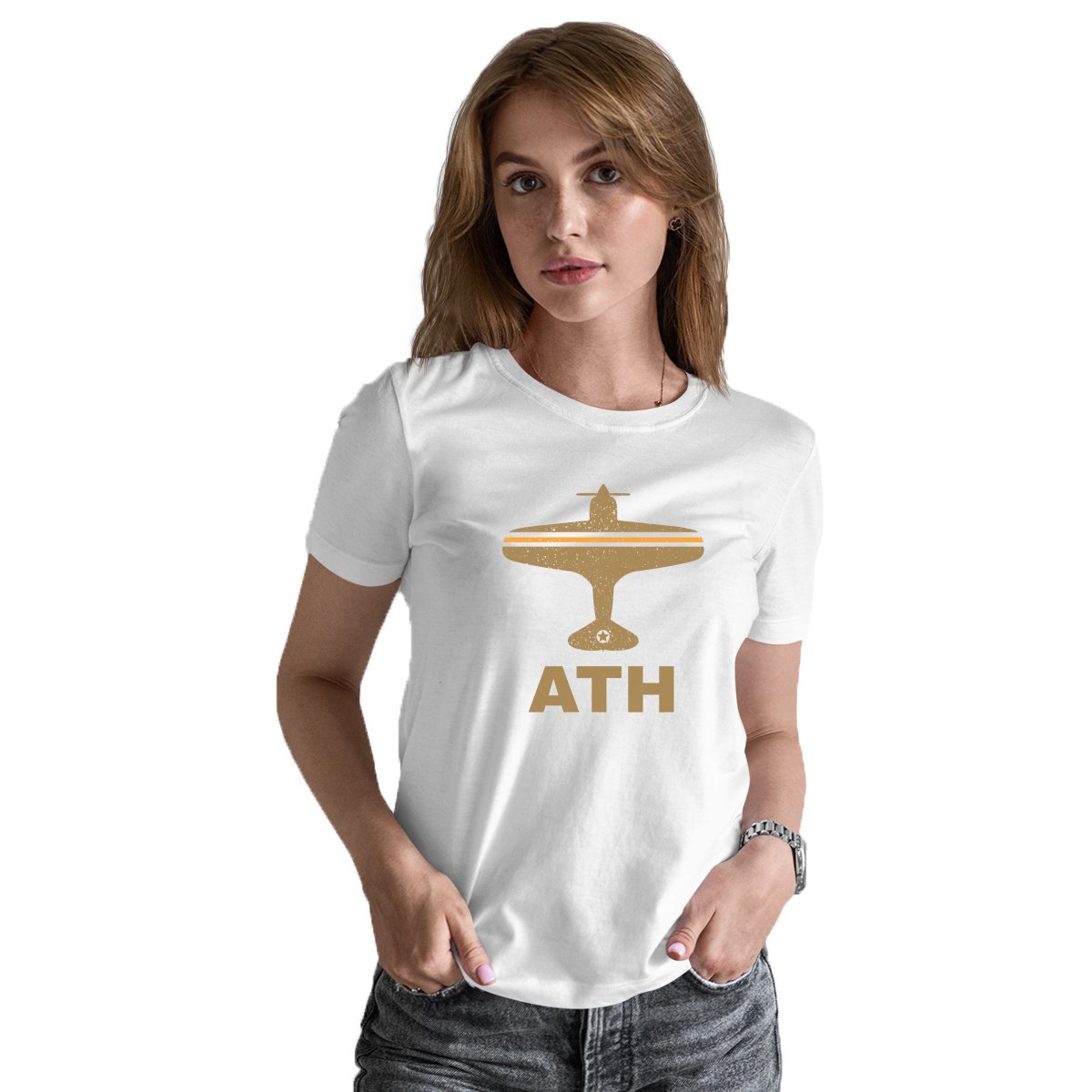 Fly Athens ATH Airport Women's T-shirt | White