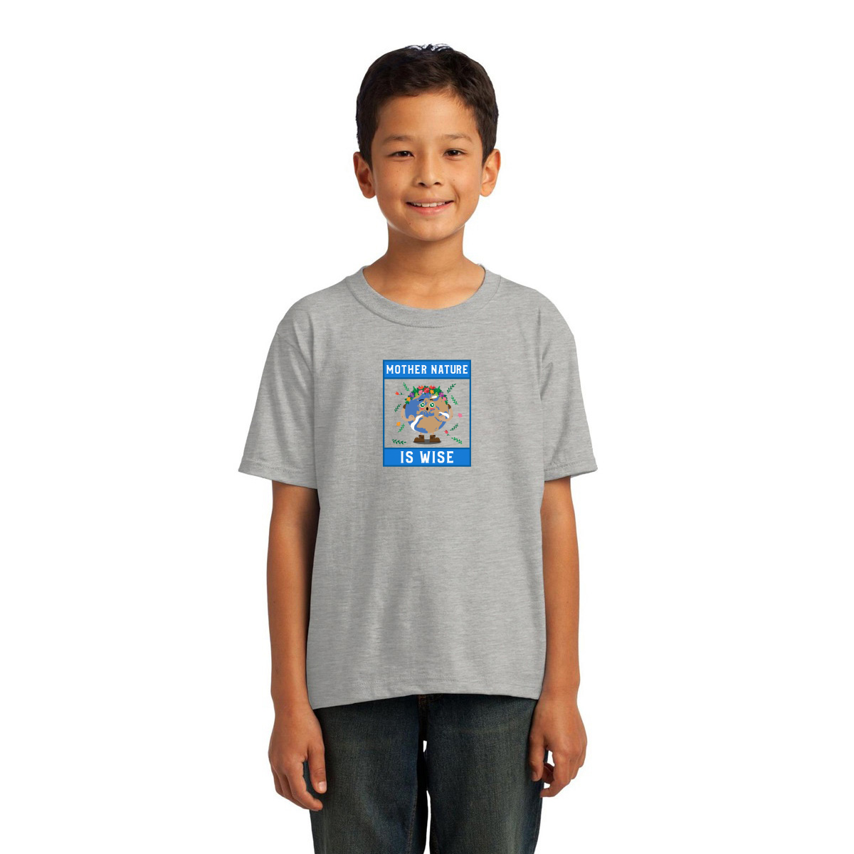 Mother Nature is Wise Kids T-shirt | Gray