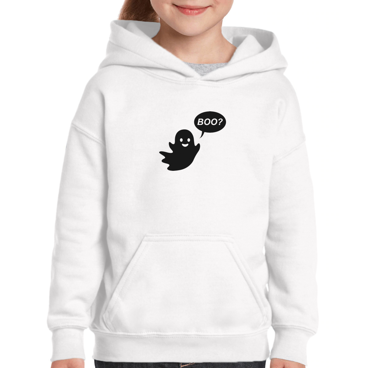 Cute Ghost Halloween Kids Hoodie | White