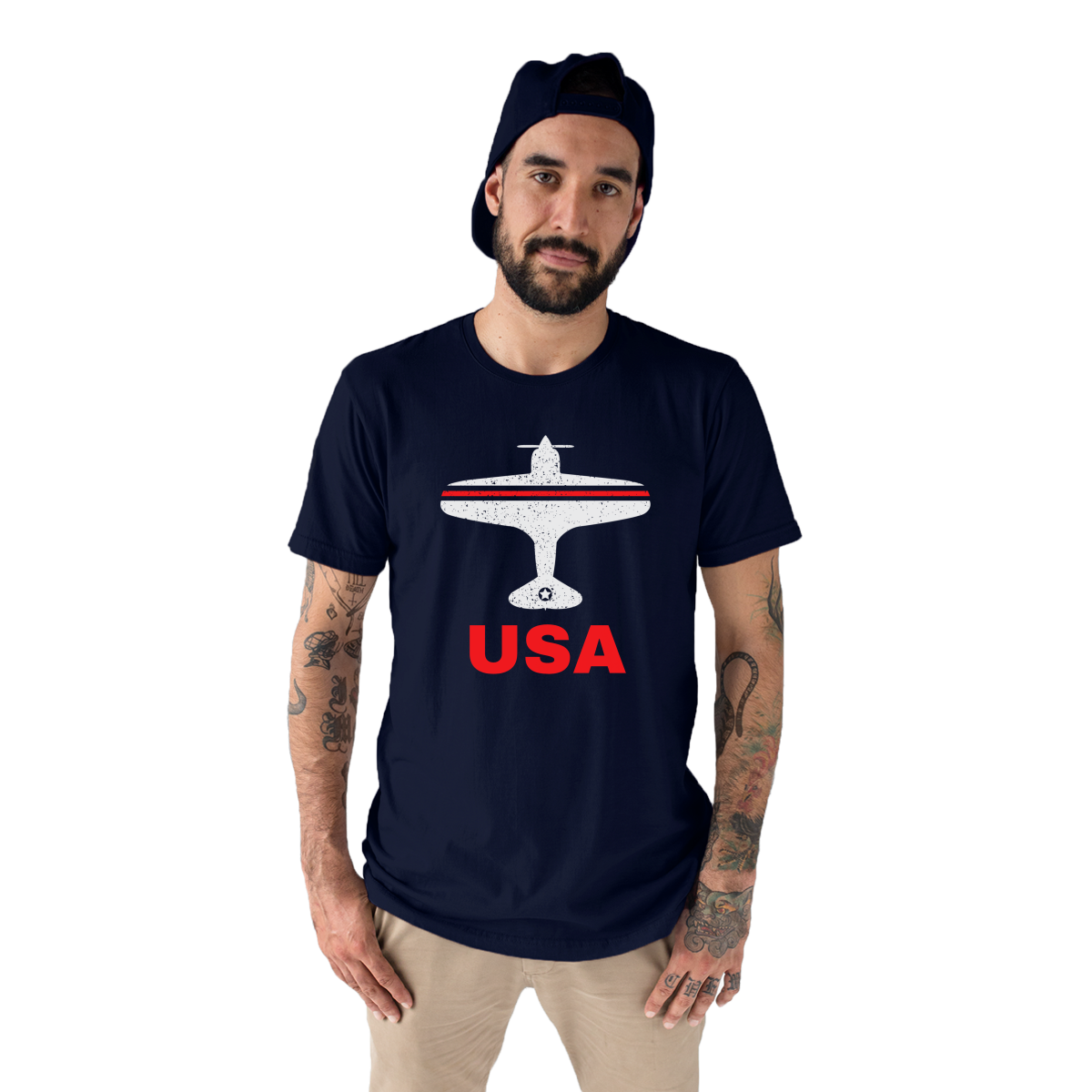 Fly USA Airport Men's T-shirt | Navy