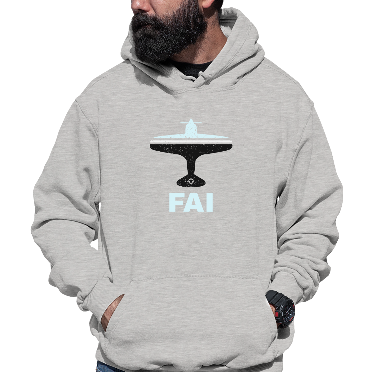 Fly Fairbanks FAI Airport Unisex Hoodie | Gray