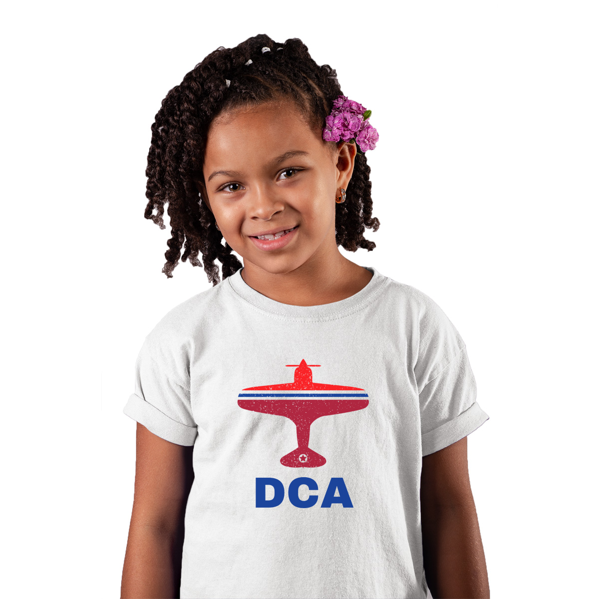 Fly Washington D.C. DCA Airport Kids T-shirt | White