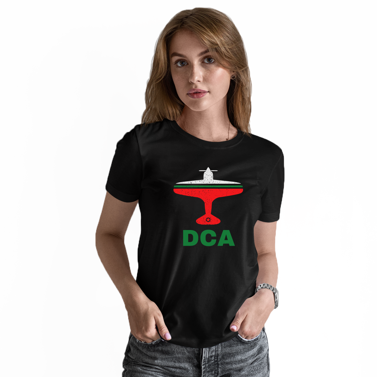 Fly Washington D.C. DCA Airport Women's T-shirt | Black