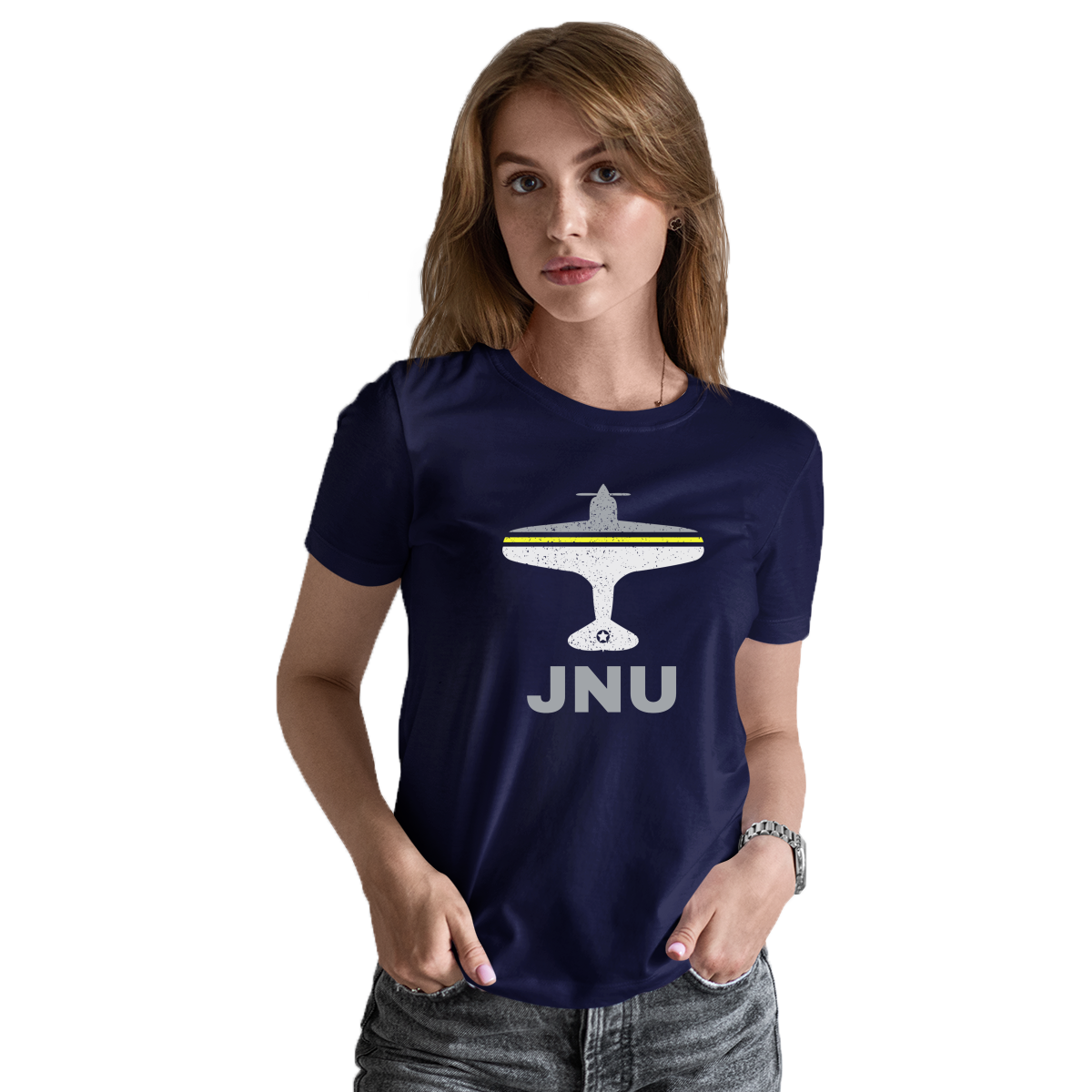 Fly Juneau JNU Airport Women's T-shirt | Navy