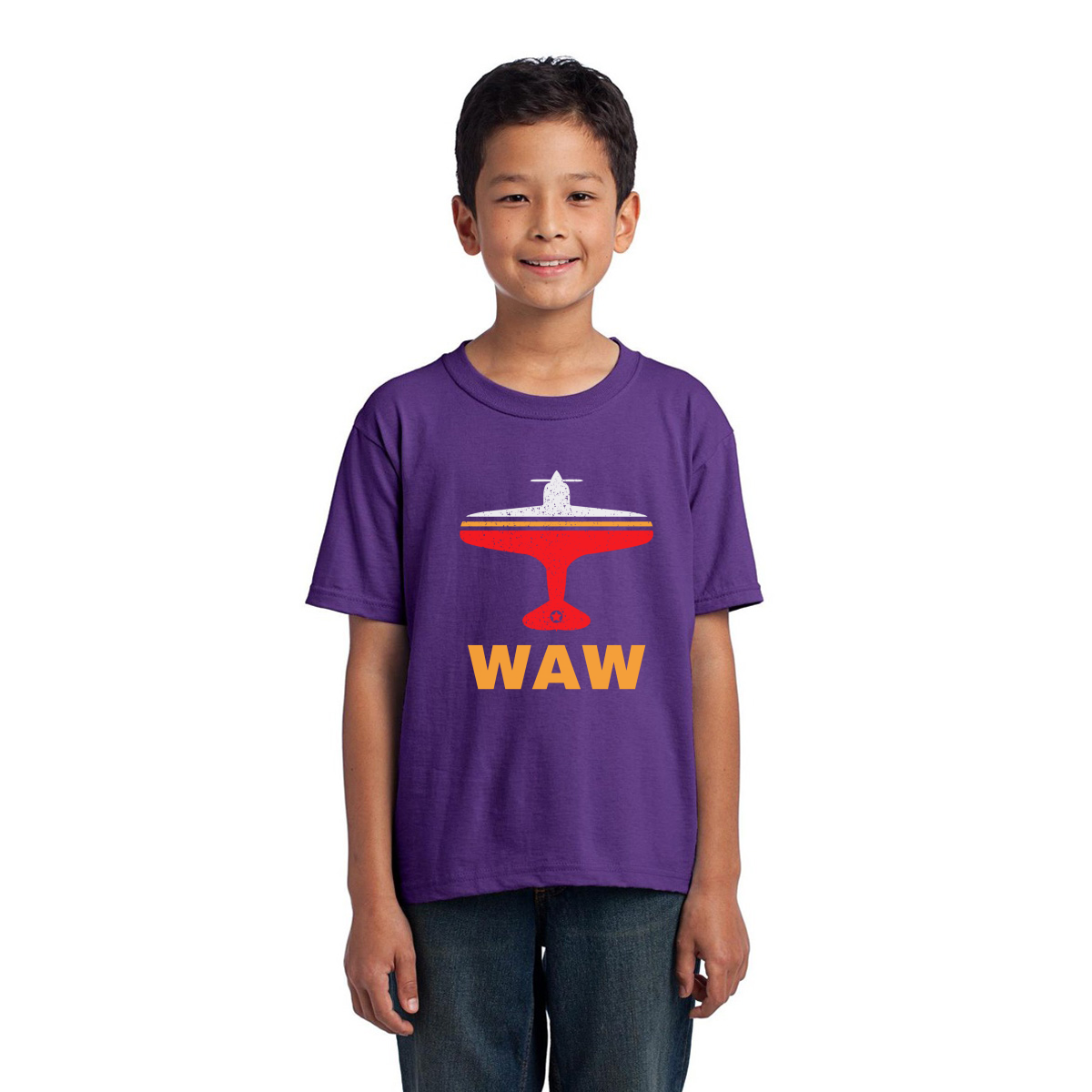 Fly Warsaw WAW Airport Kids T-shirt | Purple