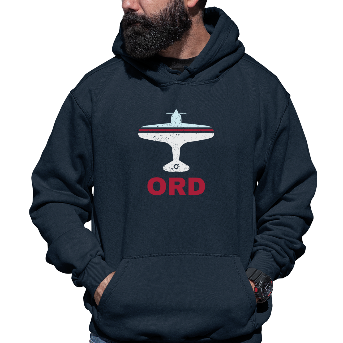 Fly Chicago ORD Airport Unisex Hoodie | Navy