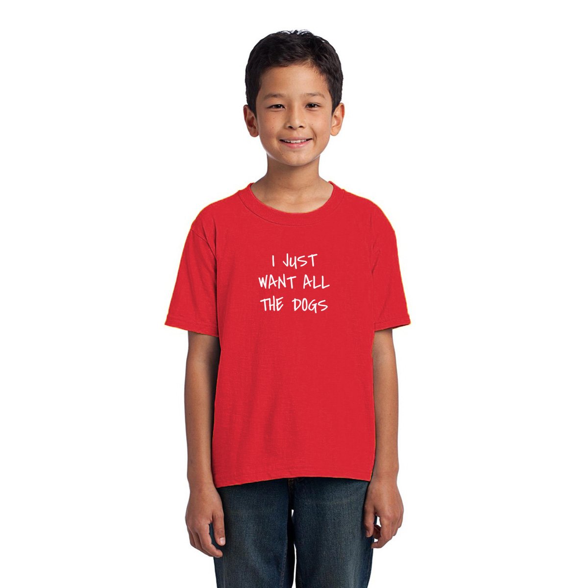 I Just Want All the Dogs Kids T-shirt | Red