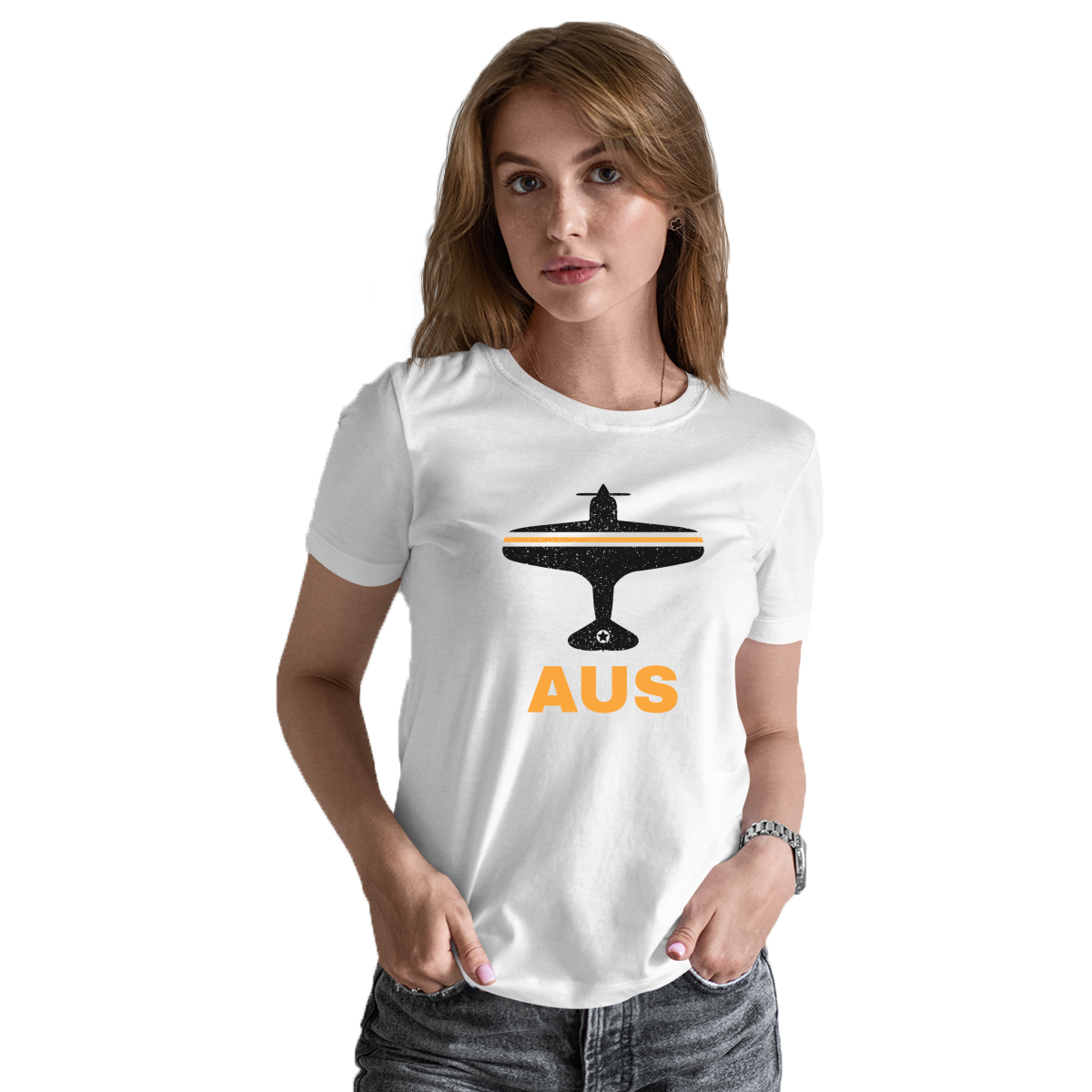 Fly Austin AUS Airport Women's T-shirt | White