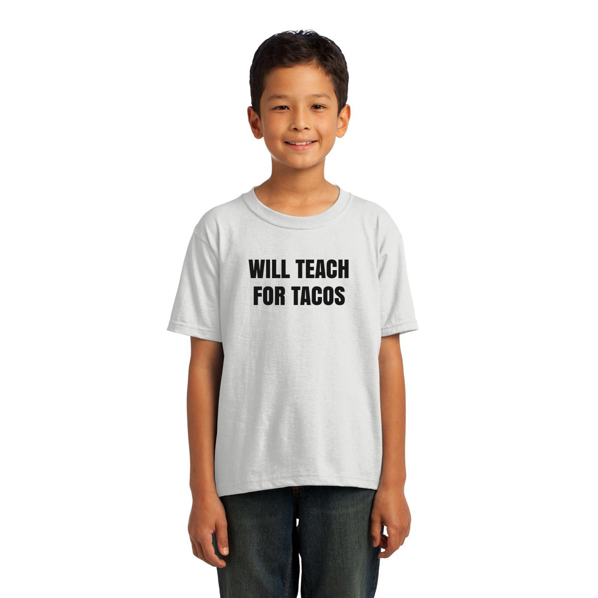 Will Teach For Tacos Kids T-shirt | White