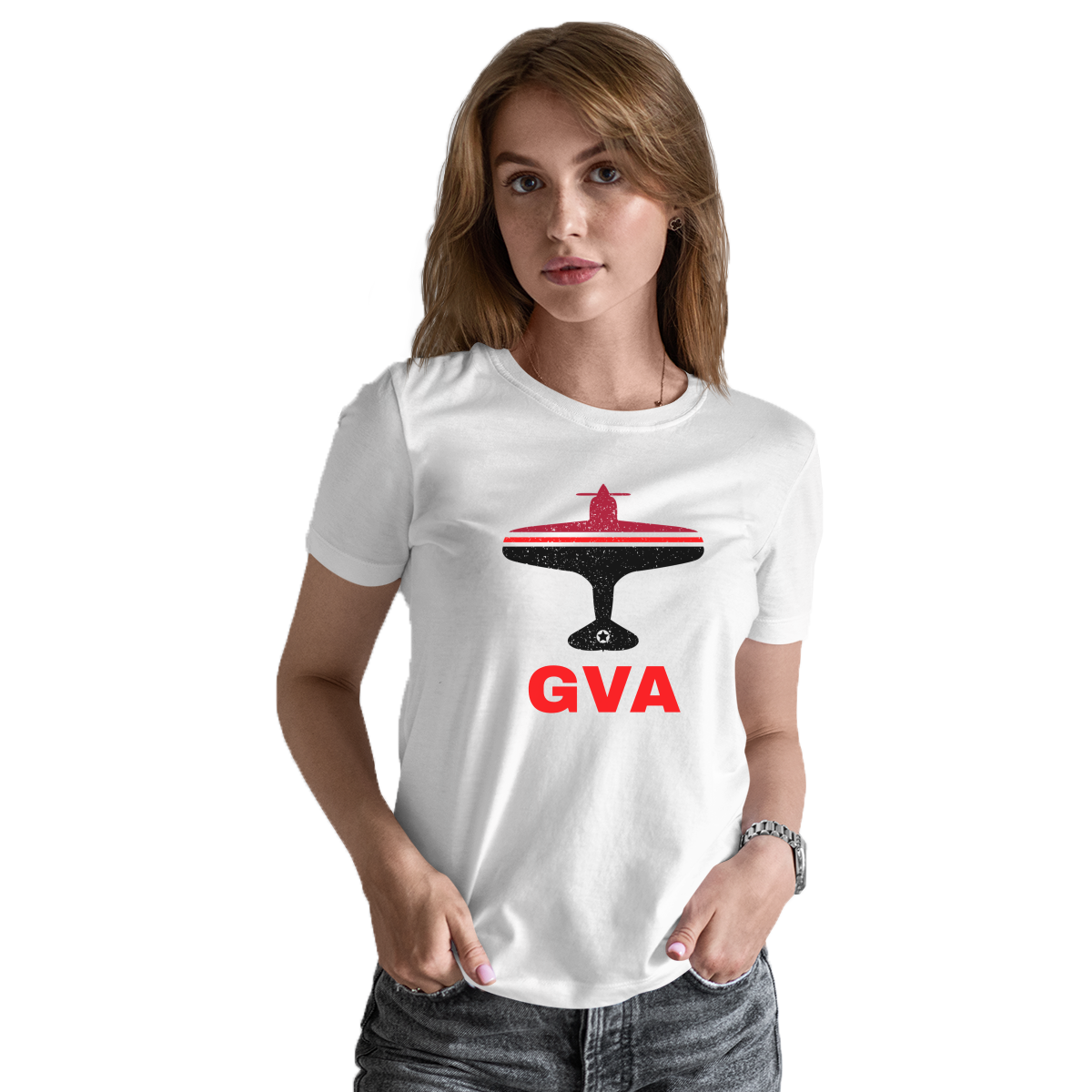 Fly Geneva GVA Airport Women's T-shirt | White