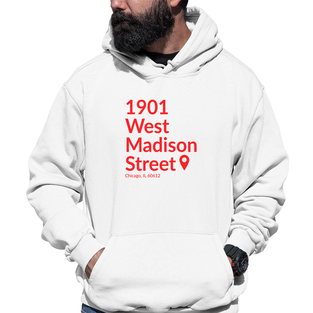 Chicago Basketball & Hockey Stadium Unisex Hoodie | White