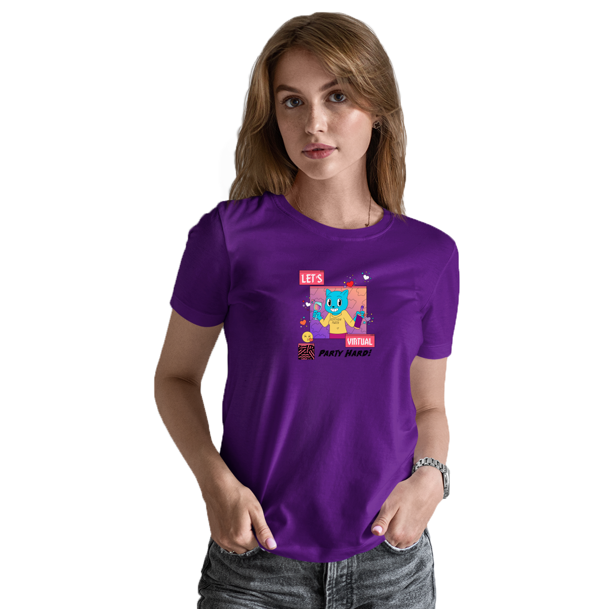 Happy Birthday Let's Virtual Party Women's T-shirt | Purple