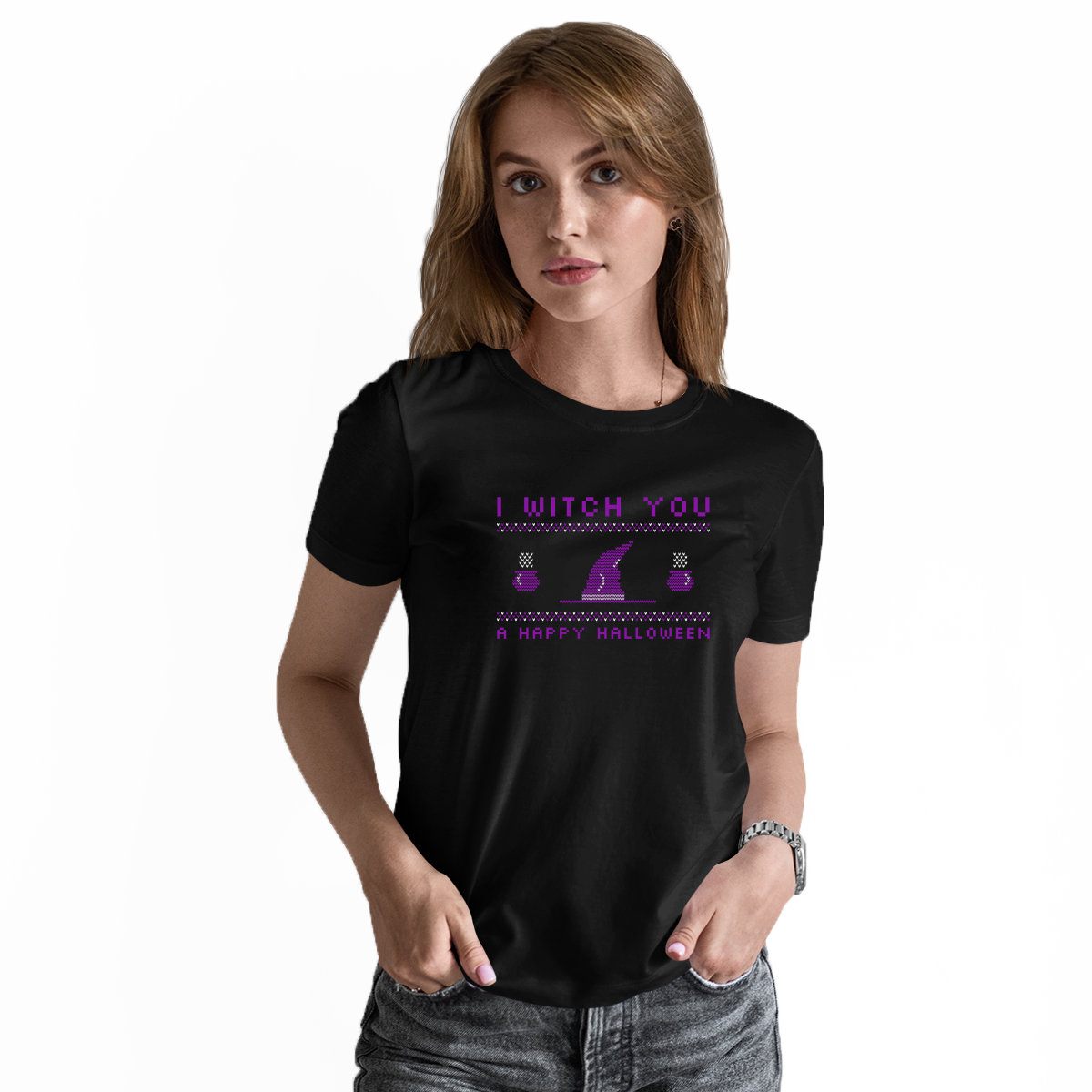 I Witch You a Happy Halloween Women's T-shirt | Black