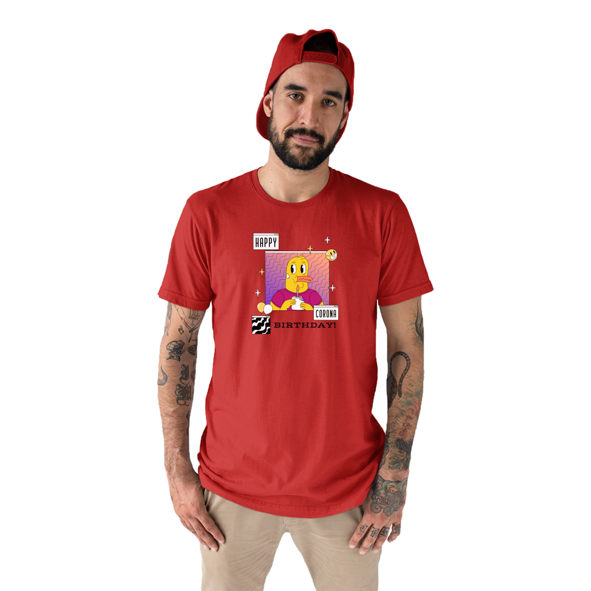 Happy Corona Birthday Men's T-shirt | Red
