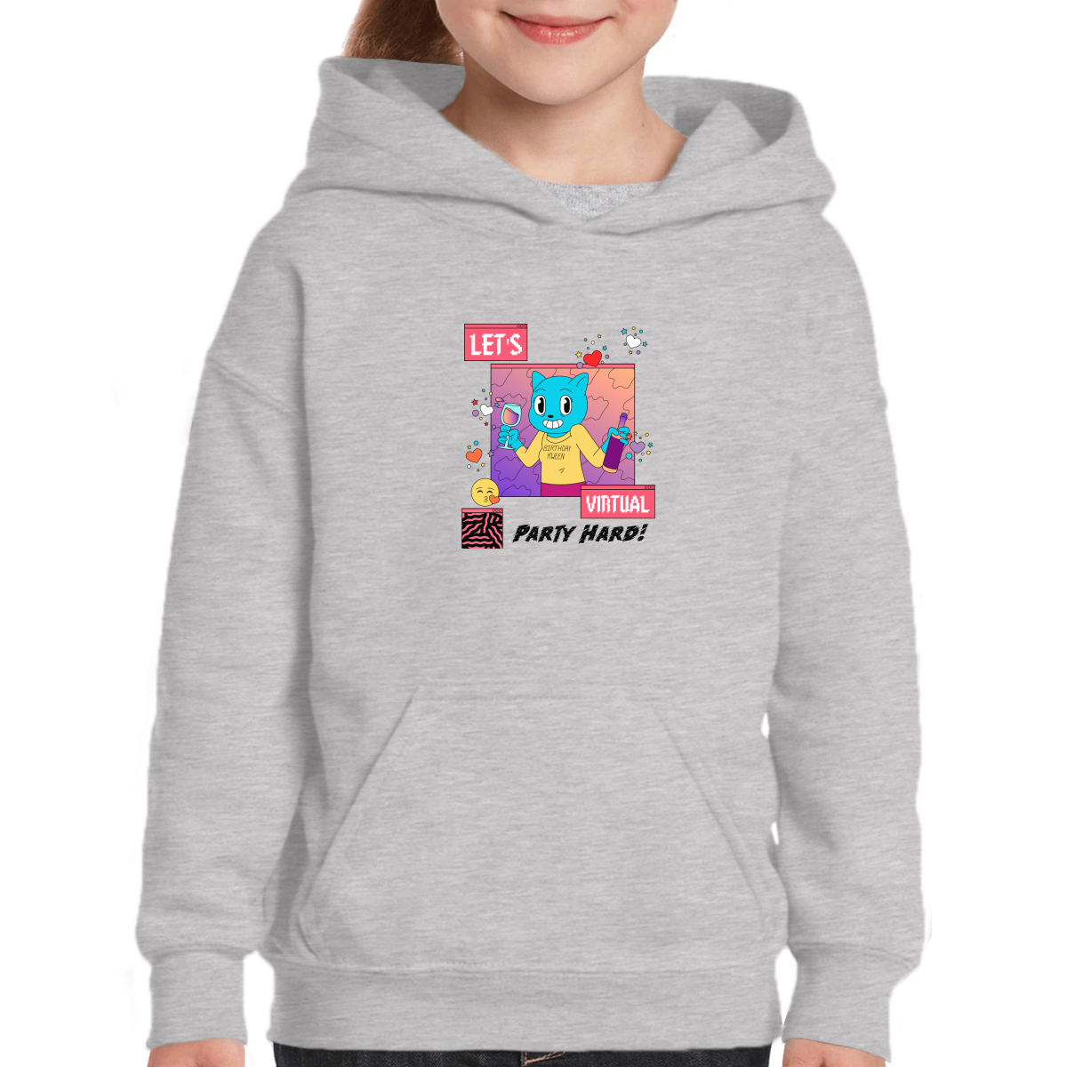 Let's Virtual Party Hard Kids Hoodie | Gray
