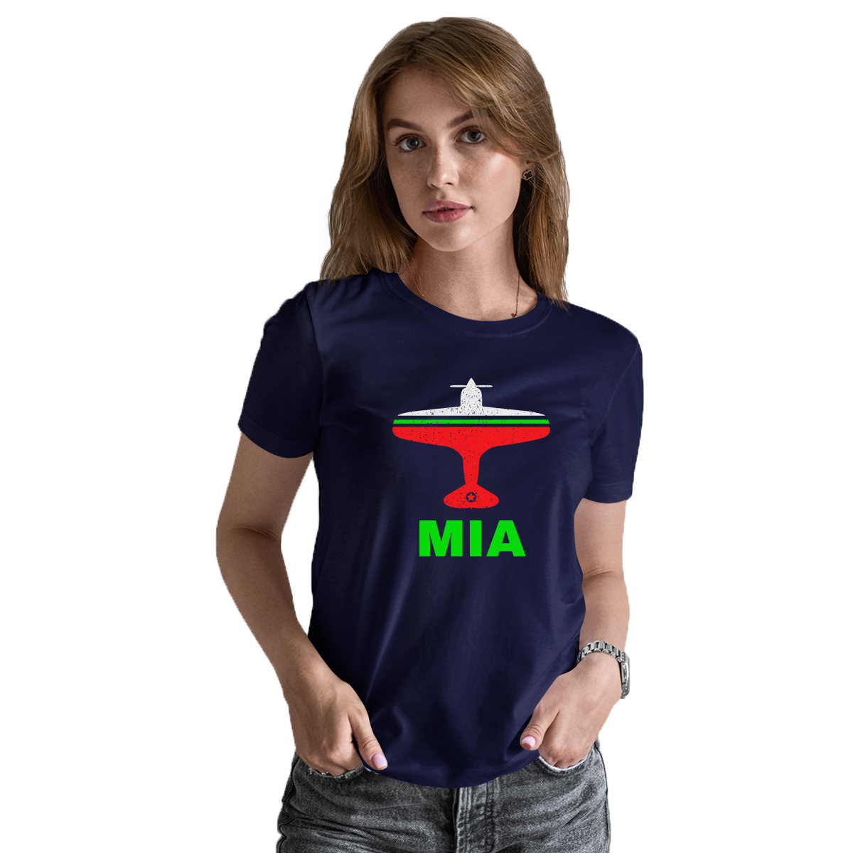 Fly Miami MIA Airport Women's T-shirt | Navy