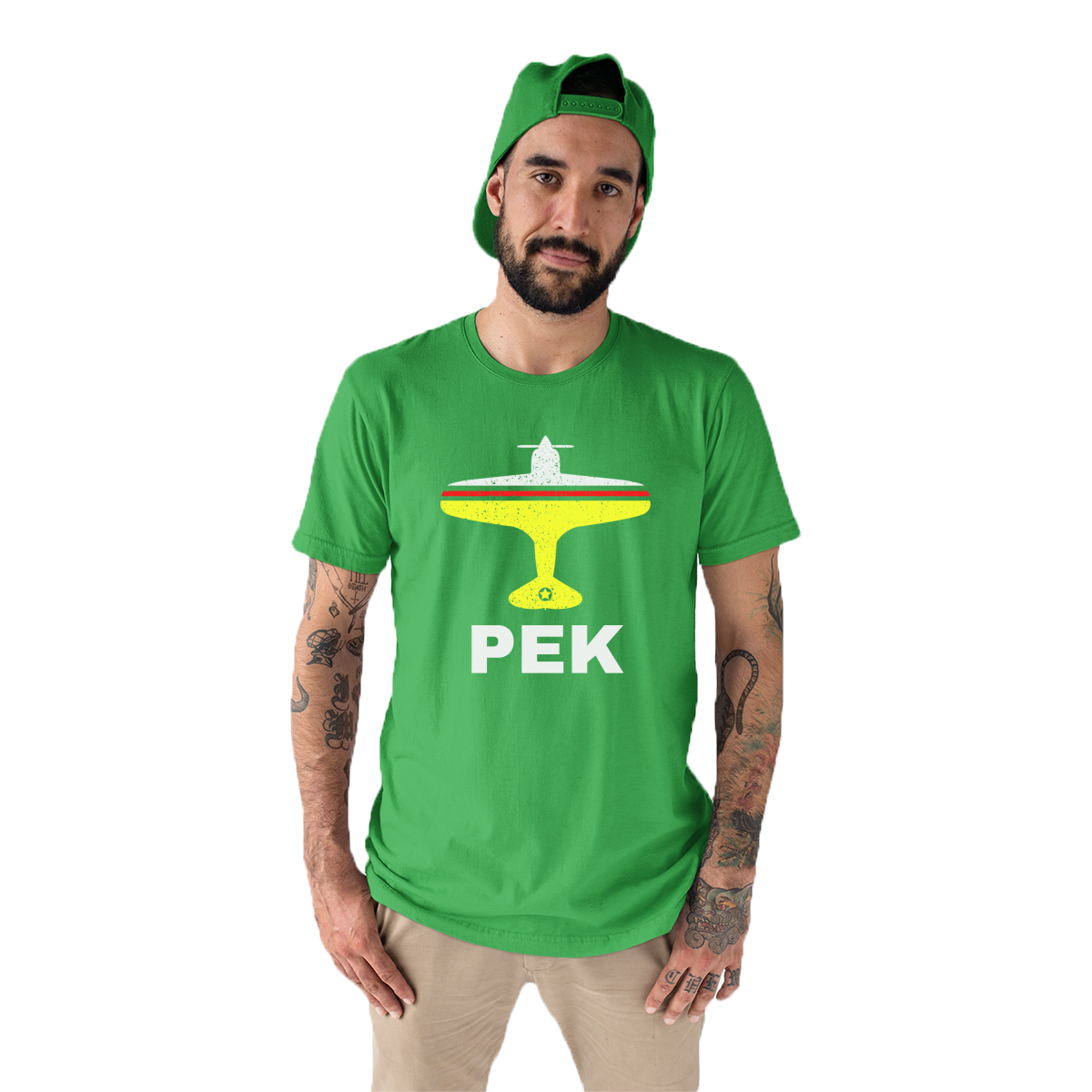 Fly Beijing PEK Airport Men's T-shirt | Green
