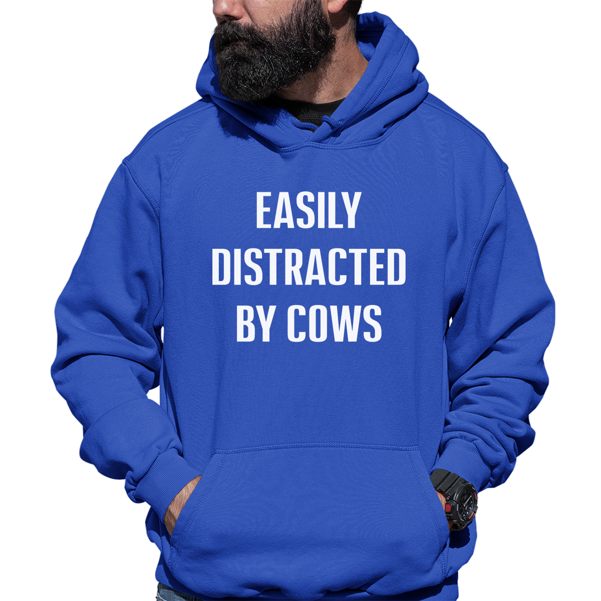 Easily Distracted By Cows Unisex Hoodie | Blue