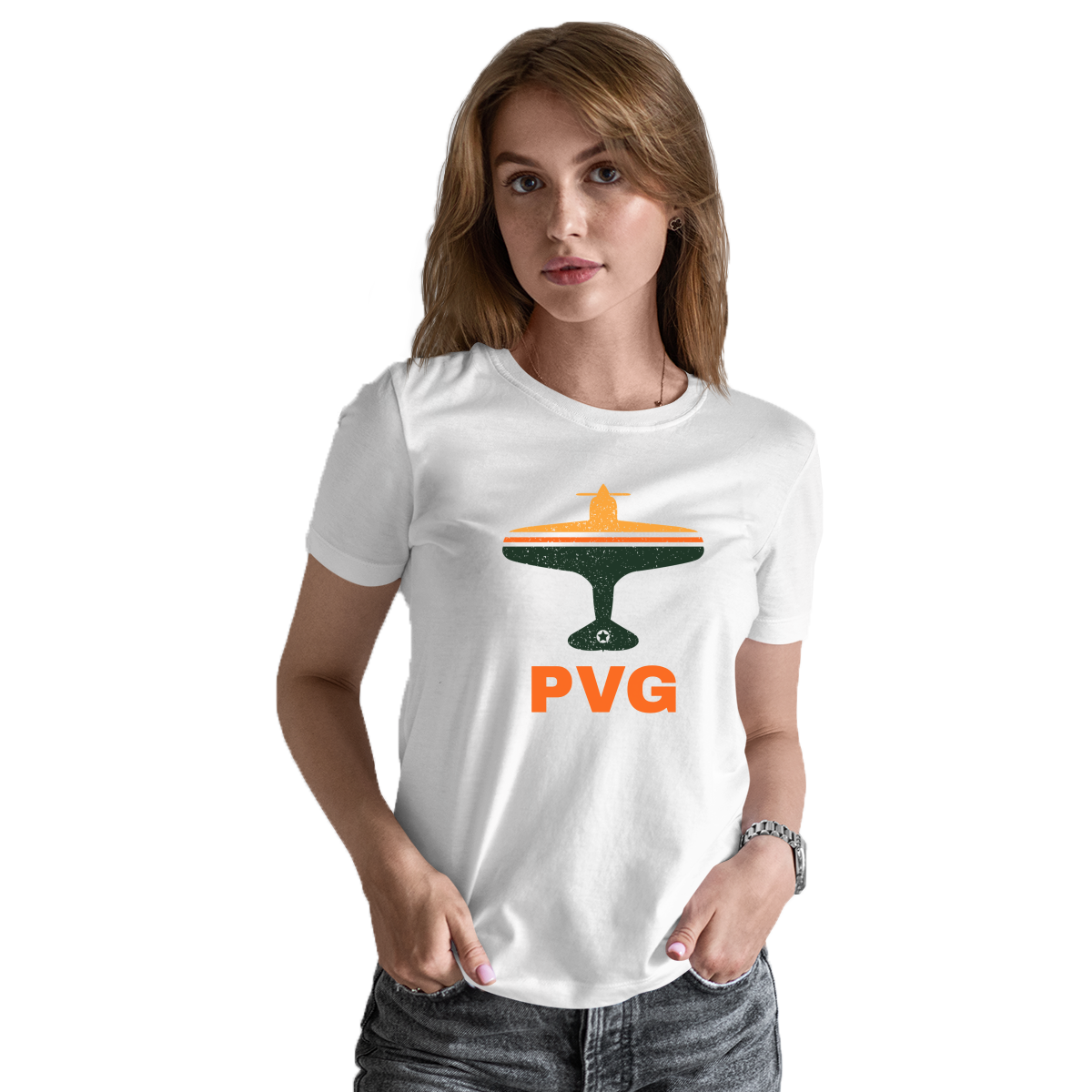 Fly Shanghai PVG Airport Women's T-shirt | White